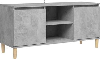 vidaXL Vidaxl - Mueble De Tv Patas Madera Maciza Gris Hormig&oacute;n 103,5x35x50 Cm