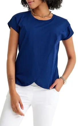 Accouch&eacute;e Handy Crossover Short Sleeve Cotton Maternity/Nursing Top in Navy Blue at Nordstrom, Size X-Large