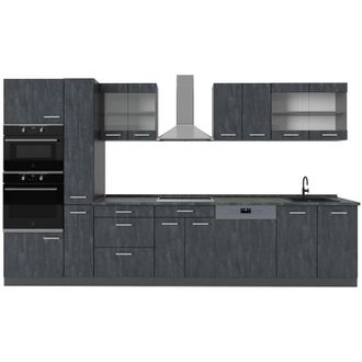 Vicco Mueble De Cocina R-line, Hormig&oacute;n Negro/antracita, 350 Cm Sin Encimera