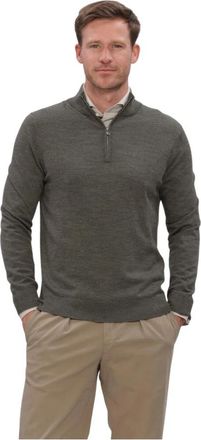 Profuomo Extrafine Merino Half-Zip Pullover - Heren - Coltruien - Groen - S - Wol - Truien & Vesten