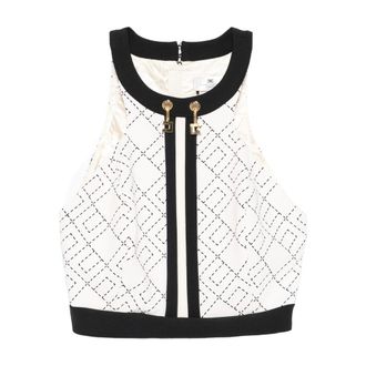 Elisabetta Franchi Monogram-pattern Halterneck Top