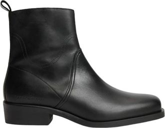 Tommy Hilfiger Botas Moteras de Cuero con Cremallera y Costuras - Shoes - Hombre - Negro - 44 EU