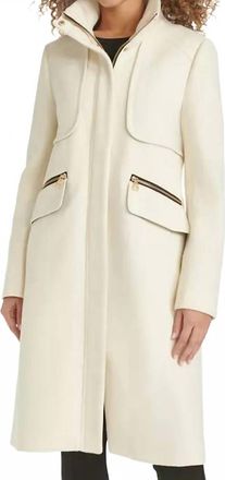 Karl Lagerfeld Womens Zip-Front Boucle Coat In White