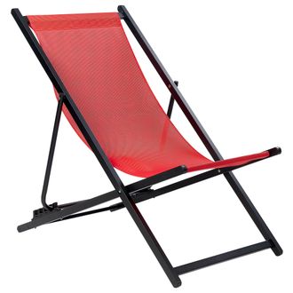 Beliani Beliani - Tumbona De Jard&iacute;n De Metal Rojo Negro Respaldo Reclinable Plegable Locri Ii