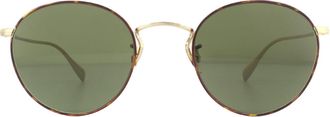 Oliver Peoples Round Gold Tortoise G-15 Green Sunglasses