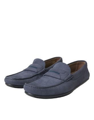 Dolce & Gabbana Mens Blue Calf Leather Slip On Moccasin Shoes Calfskin