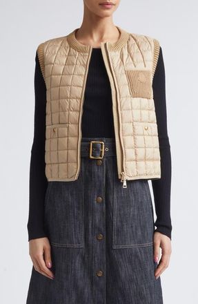 Moncler Knit & Quilted Down Vest in Beige at Nordstrom, Size Xx-Large