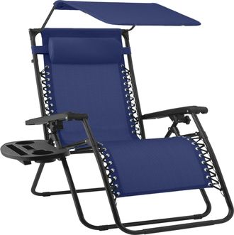 Best Choice Products 30 Extra Wide Folding Zero Gravity Patio Lounge Chair w/Adjustable Canopy Shade
