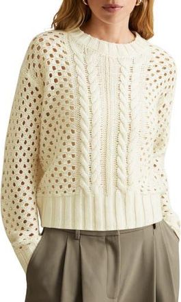 Reiss Marie Mixed Stitch Sweater in Ivory at Nordstrom Rack, Size Small