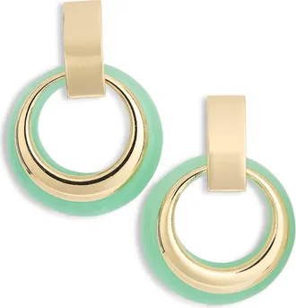 Natasha Resin Hoop Ring Drop Earrings in Gold/Mint at Nordstrom Rack