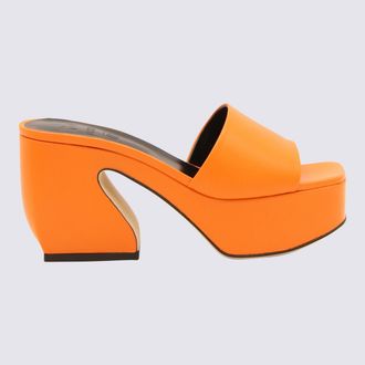 Sergio Rossi Flash Orange Leather Sandals