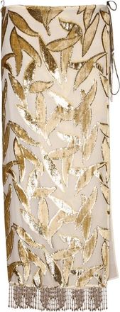 Roberto Cavalli Midi-rok met bladerenmotief - Dames - Midirokken - Veelkleurig - S - Polyester - Rokken
