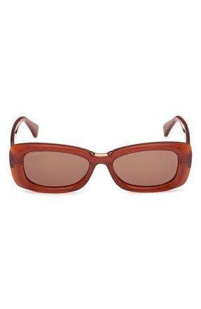 Max Mara 53mm Rectangular Sunglasses in Shiny Orange /Brown at Nordstrom Rack