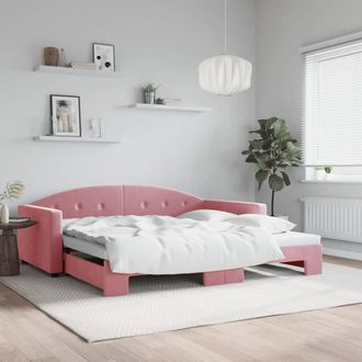 vidaXL Sof&aacute; Cama Nido Terciopelo Rosa 100x200 Cm Vidaxl