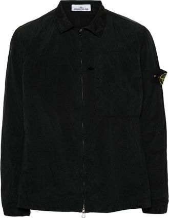 Stone Island Compass-badge overshirt - men - Recycled Polyamide/Recycled Polyamide - S - Black