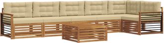 vidaXL Conjunto De Sof&aacute;s De Exterior 7 Uds. Natural Y Beige Vidaxl