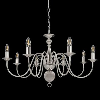 Berkfield Home Elegant Chandelier Silver 8 x E14 Bulbs