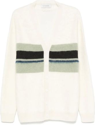 Lanvin Cardigan con dettagli a righe - Bianco
