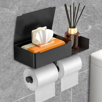OEM Portarrollos De Papel Higi&eacute;nico De Pared, Portarrollos Con Caja Para Pa&ntilde;uelos, Portarrollos De Papel Higi&eacute;nico Independiente, Negro - Crezuo