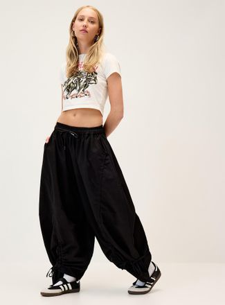 Twik Womens Oversized twill barrel-leg pant