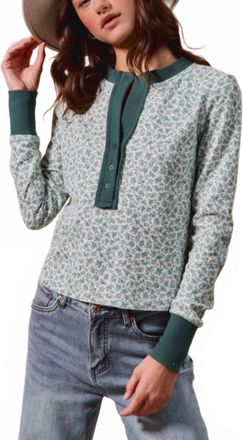 So Me Fishers Floral Henley Top In Green