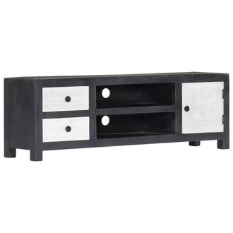 vidaXL Mueble Para Tv Tallado A Mano Mango Gris Blanco 120x30x40 Cm