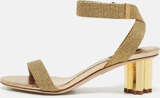 Dsquared2 Gold Lurex Fabric Ankle Strap Sandals