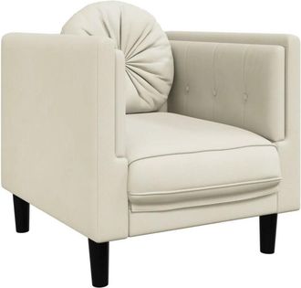 vidaXL Sillón con cojín terciopelo color crema vidaXL
