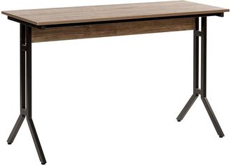 Beliani Beliani - Escritorio de madera oscura con patas de acero con recubrimiento en polvo negro 120 x 48 cm diseño industrial moderno Creek