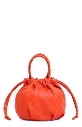 Clare Vivier Emma Leather Drawstring Top Handle Bag in L Orange at Nordstrom