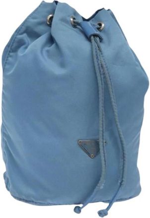 Prada Pre-owned Bucket Bags, female, Blue, Size: ONE SIZE Pre-owned Nylon Bucket Bag