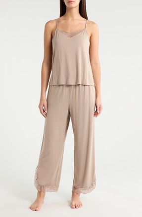 Nordstrom Moonlight Eco Lace Trim Pajamas in Tan at Nordstrom, Size X-Large