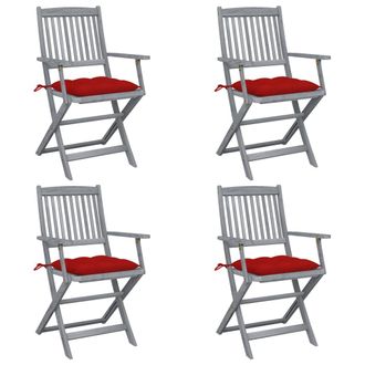 vidaXL Sillas De Jard&iacute;n Plegables 4 Uds Cojines Madera Maciza Acacia Vidaxl