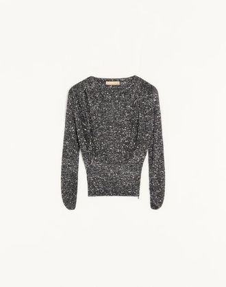 Valentino Maglia in Filo Paillettes Donna NERO/SILVER XL