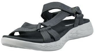 Skechers Womens On-the-go 600 Brilliancy Ankle Strap Sandals, Charcoal Textile Trim, 4 UK