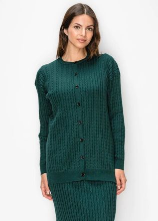 YAL New York Cable Knit Cardigan in Green