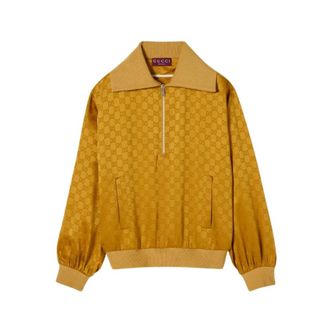 Gucci GG Acetate Jacquard Jumper - female - Gucci - Zip-throughs - Yellow - S - Sweatshirts & Hoodies