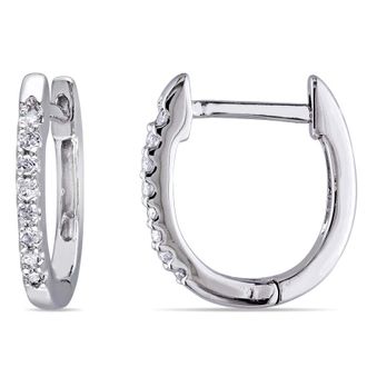 Amour 1/10 CT TW Diamond Hoop Earrings In 10K White Gold