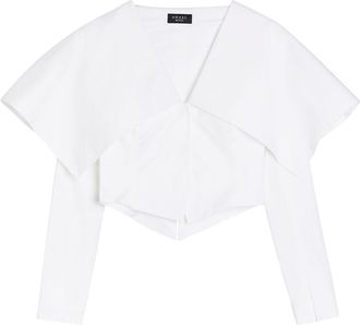 A.W.A.K.E Mode Oversized-collar Cropped Cotton-blend Jacket - White - 34 (UK6 / XS)