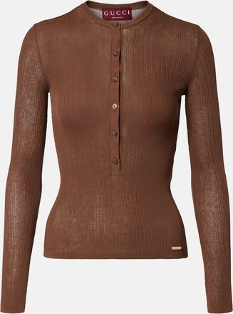 Gucci Ribbed-knit cotton Henley shirt