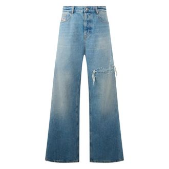 Diesel Wide Jeans, male, Blue, Size: W34 Loose and Modern Jeans
