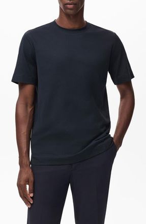 Mango Regular Fit Cotton Blend T-Shirt in Navy at Nordstrom, Size Medium