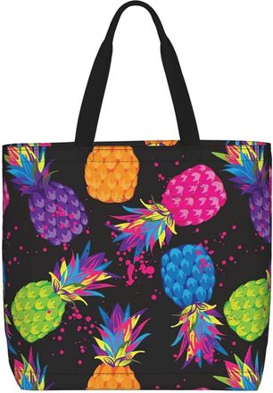 Generic Women Handbag Pineapple Tie Dye Pattern Travel Tote Bag Girls Print Shopping Bags, For Work, Daily, Swim, Gym, Birthday