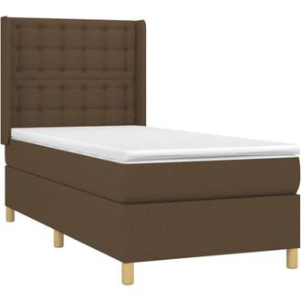 vidaXL Cama Box Spring Con Colch&oacute;n Tela Marr&oacute;n Oscuro 90x190 Cm Vidaxl