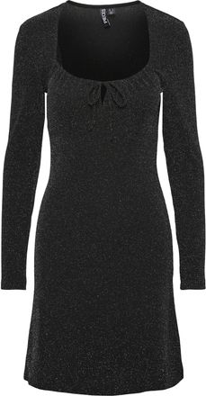 Pieces Bestseller A/S Womens Pclina LS Tie Dress, Black, S