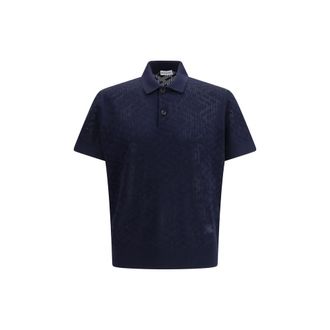 Burberry Blue Wool Polo Mens Shirt