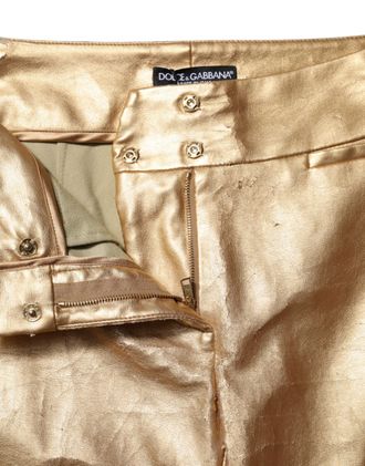 Dolce & Gabbana Metallic Gold High Waist Skinny Trouser Womens Pants (Pre-Owned)