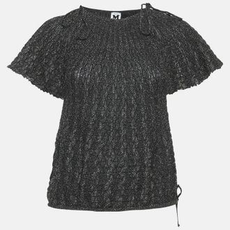 M Missoni Black/Metallic Patterned Lurex Knit Top L