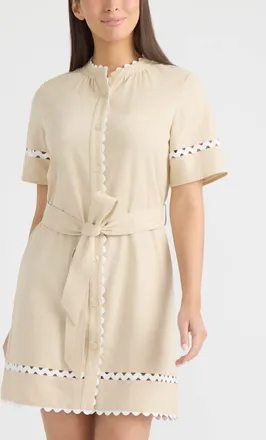 Ellen Tracy Womens Shirt Dress with Ric Rac Detail