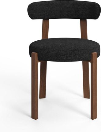 Sia Home Lote de 2 sillas de terciopelo chenilla negro con patas de nogal